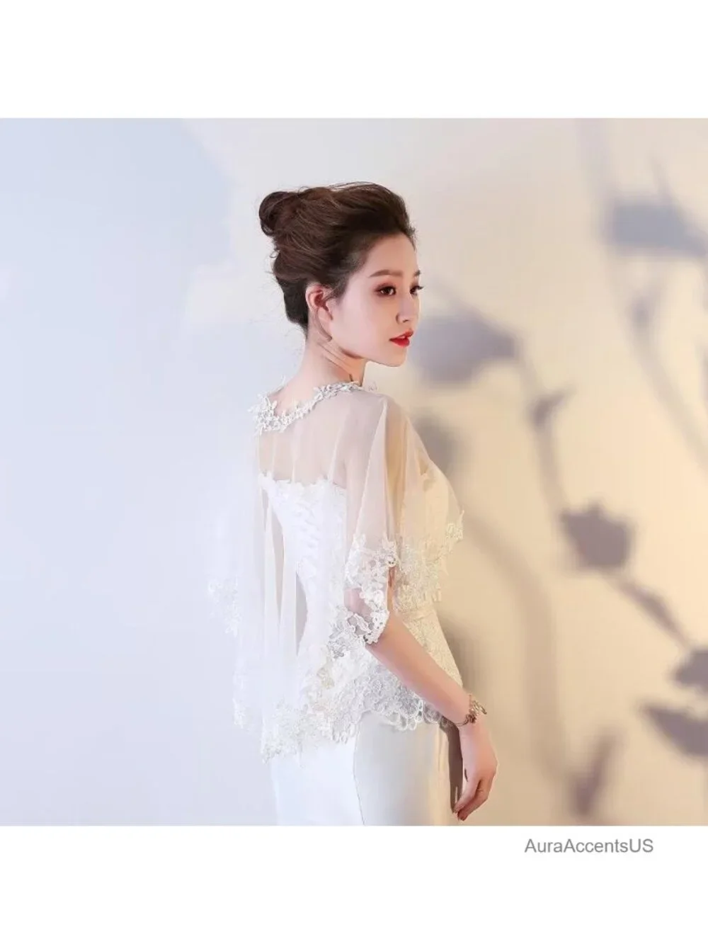 White Lace Appliques Shawls Wedding Bridal Cape Shoulder Covers Bolero